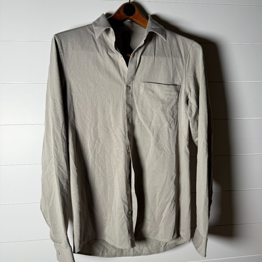 Lululemon Shirt Medium Tan Button Down Long Sleeve Collared -One.Thing.At.A.Time